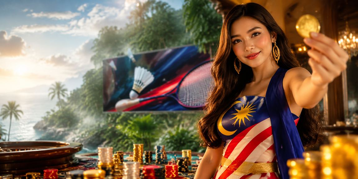 Suasana kasino hiburan mewah Malaysia dengan pencahayaan neon moden yang memukau